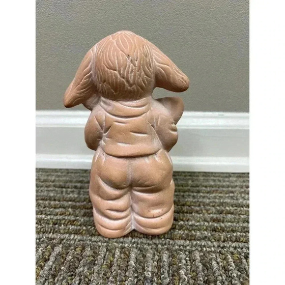 Terracotta Easter Bunny in Overalls With Basket CUTE!! 7" x 4.5" Holiday Spring - Picture 5 of 13